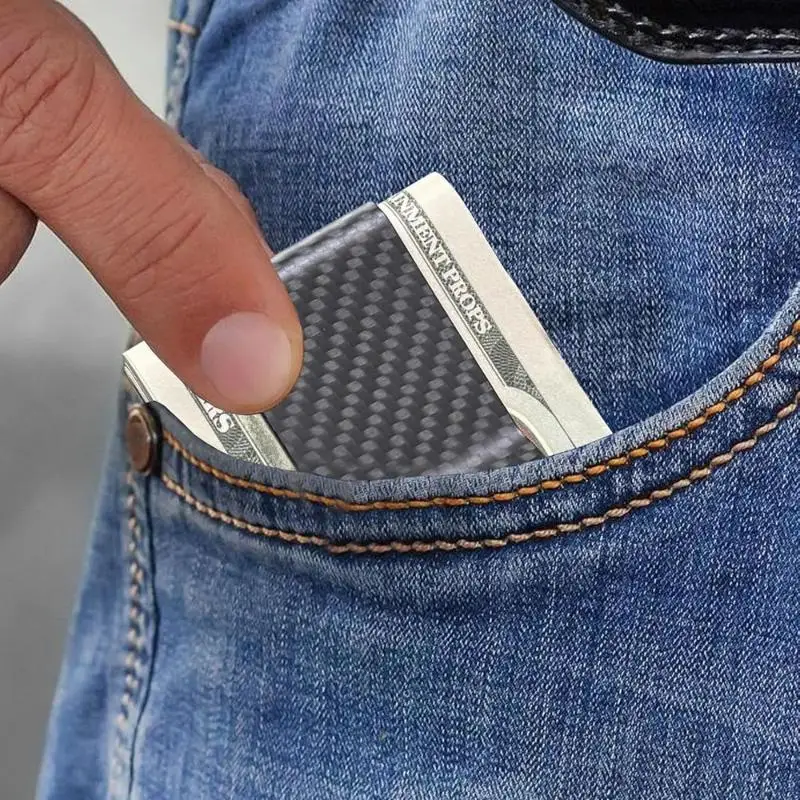 مشبك نقود معدني نحيف محمول - حامل بطاقات متعدد لبطاقات العمل وبطاقات الائتمان، منظم جيب من سبائك الألومنيوم رفيع للغاية