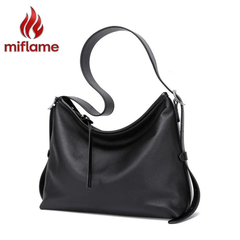 Sophisticated Office Shoulder Bag for Women Genuine Leather Adjustable Strap Spacious Interior Organizer Luxury Handbag