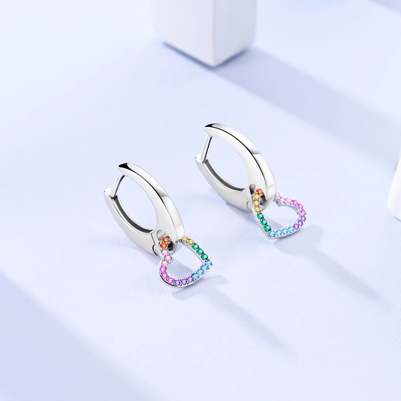 Bunte Zirkonium-Creolen aus 925er-Sterlingsilber, Pavé-Sterne-Form, Ohrring für Frauen, Hochzeit, Verlobung, Schmuck, Geschenk – Detail 9