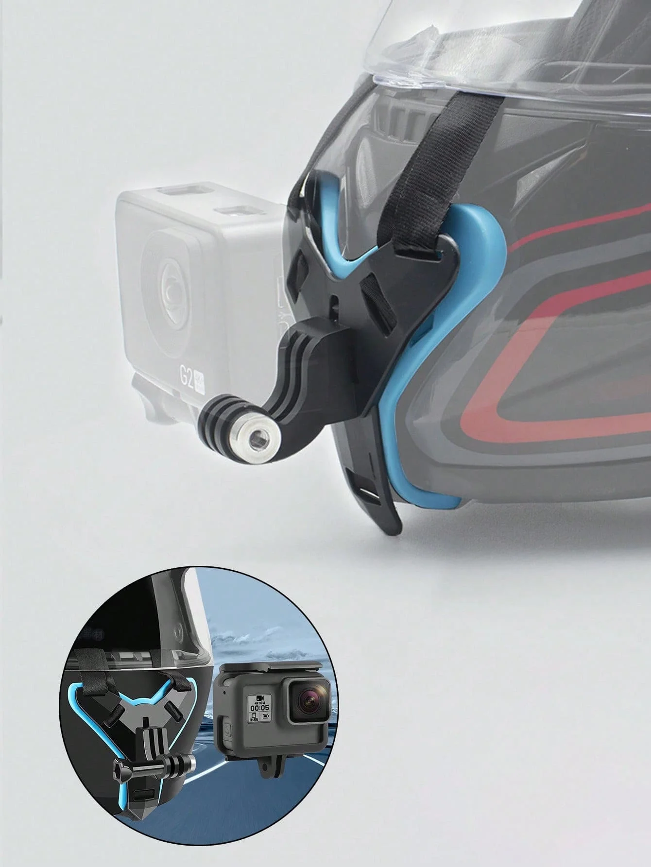 

Универсальное крепление на подбородок для мотоциклетного шлема, совместимое с GoPro Hero 13/12/11/10/9 – встроенный держатель для экшн-камеры