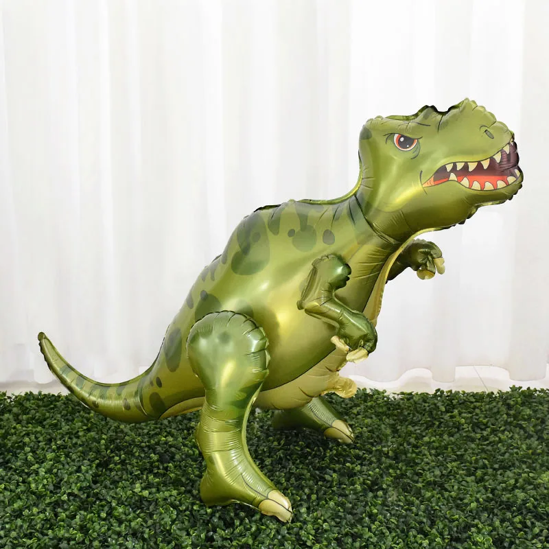 Large 4D Walking Dinosaur Foil Balloon Jungle Animal Birthday Party Decors Baby Shower Helium Globos Standind Dragon Kids Toys