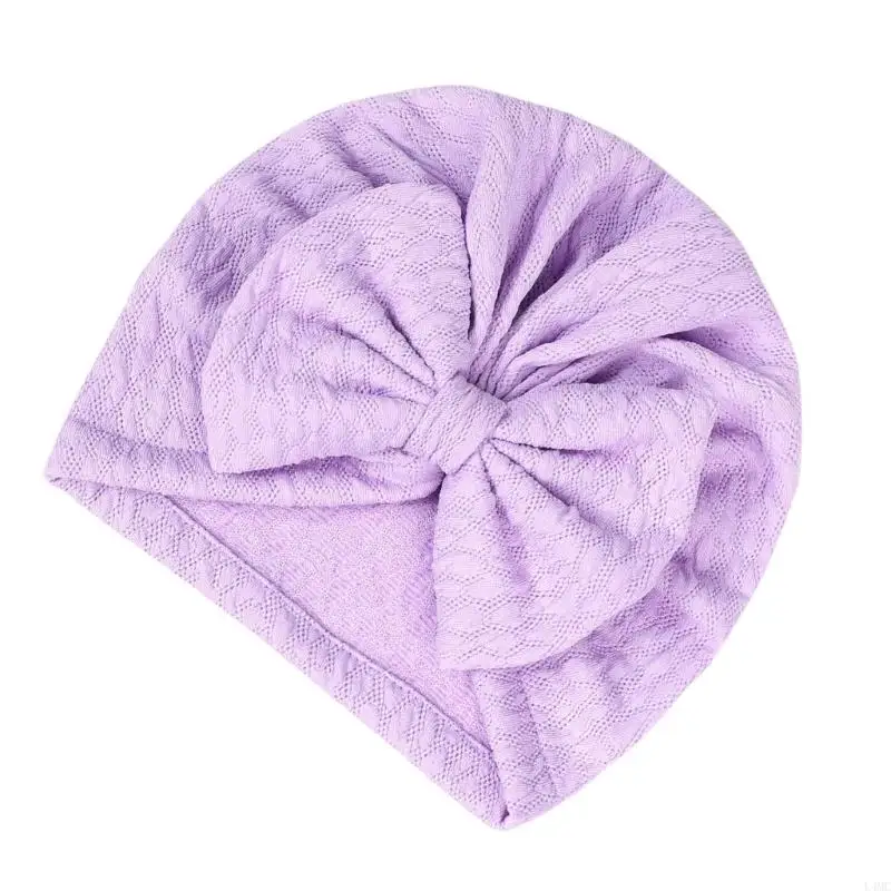 Baby-Stirnband-Turban-Mütze mit großem Schleifendekor, elastische, stilvolle Beanie-Mütze L4MC