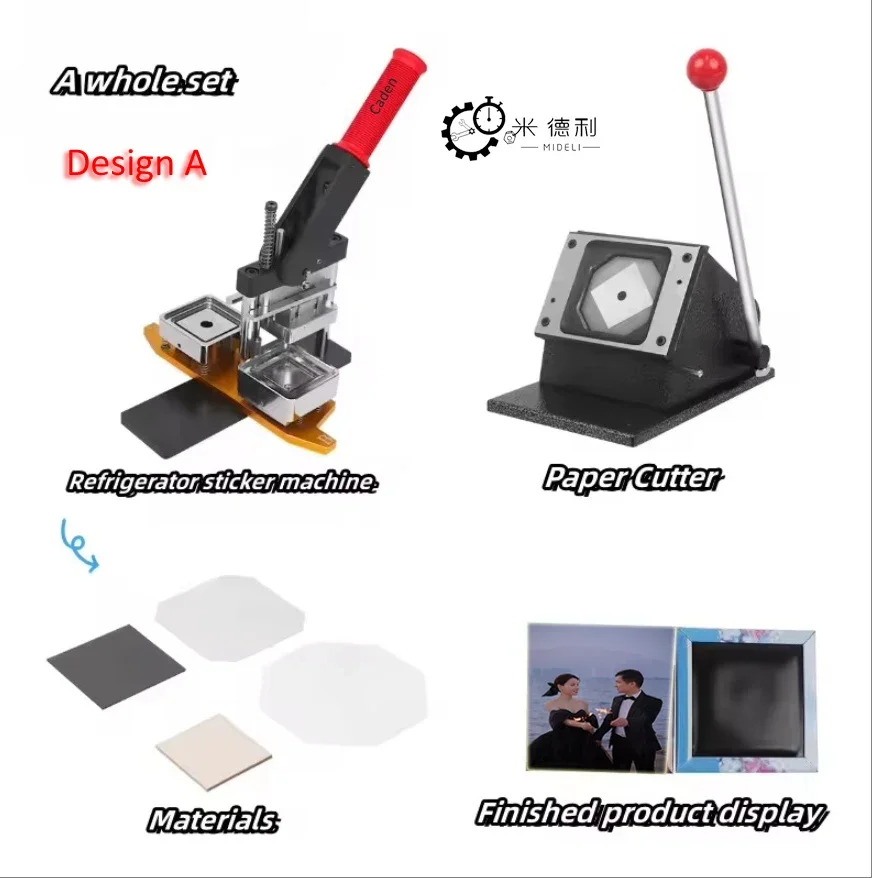 50x50 63x63 Manual Square Photo Fridge Magnet Button Maker Plastic Button Making Machine Kit