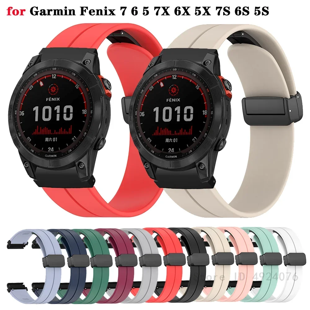 Quick Release Strap Bracelet For Garmin Fenix 7S 6S 5S 7 6 5 7x 6x 5x Fenix3 HR Magnetic Folding Buckle Silicone strap Wristband