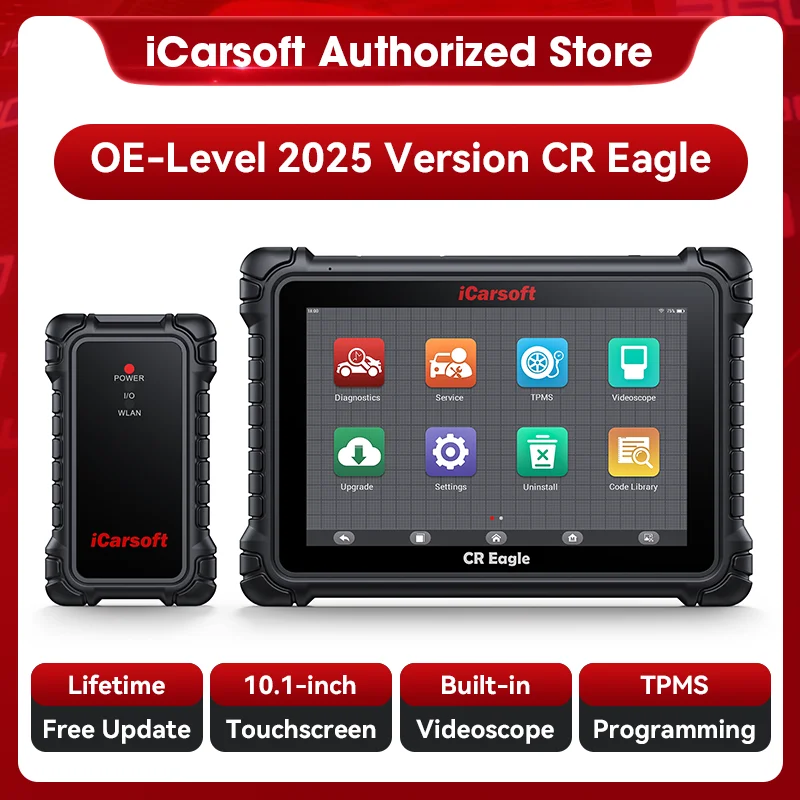 

Беспроводной двунаправленный диагностический инструмент iCarsoft CR Eagle 2025, кодирование ЭБУ, программирование TPMS и регистрация батареи, 49 сбросов