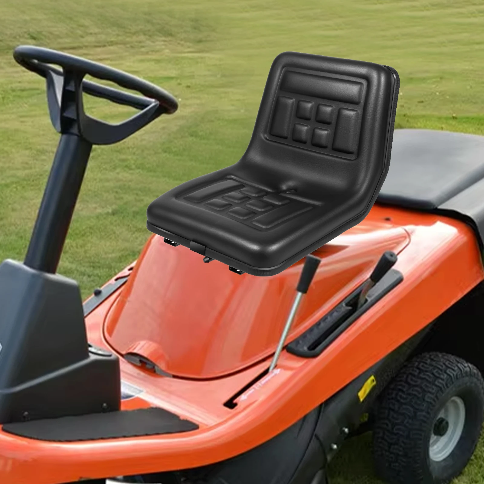 

Universal Lawn Tractor Seat,Universal Forklift Seat,Lawn Mower Seat Replacement,Central Drain Hole Skid Steer Seat NEW