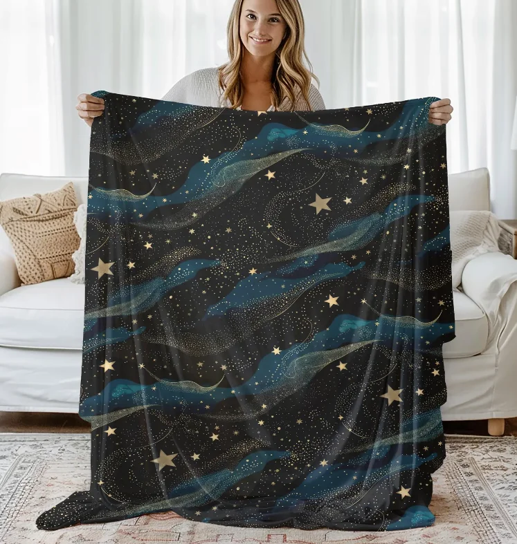 Decke mit Astrologie-Motiv, Sternzeichen, Mond und Sterne, lila Witchcore-Dekor, Gothic-Couchdecke, gemütliches Geschenk – Detail 9