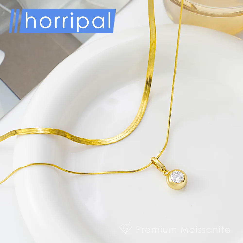 

D VVS1 двойное ожерелье из муассанита для женщин, 100% стерлинговое серебро S925, цепочка в виде змеи, белое золото 18 карат, водонепроницаемые ювелирные изделия