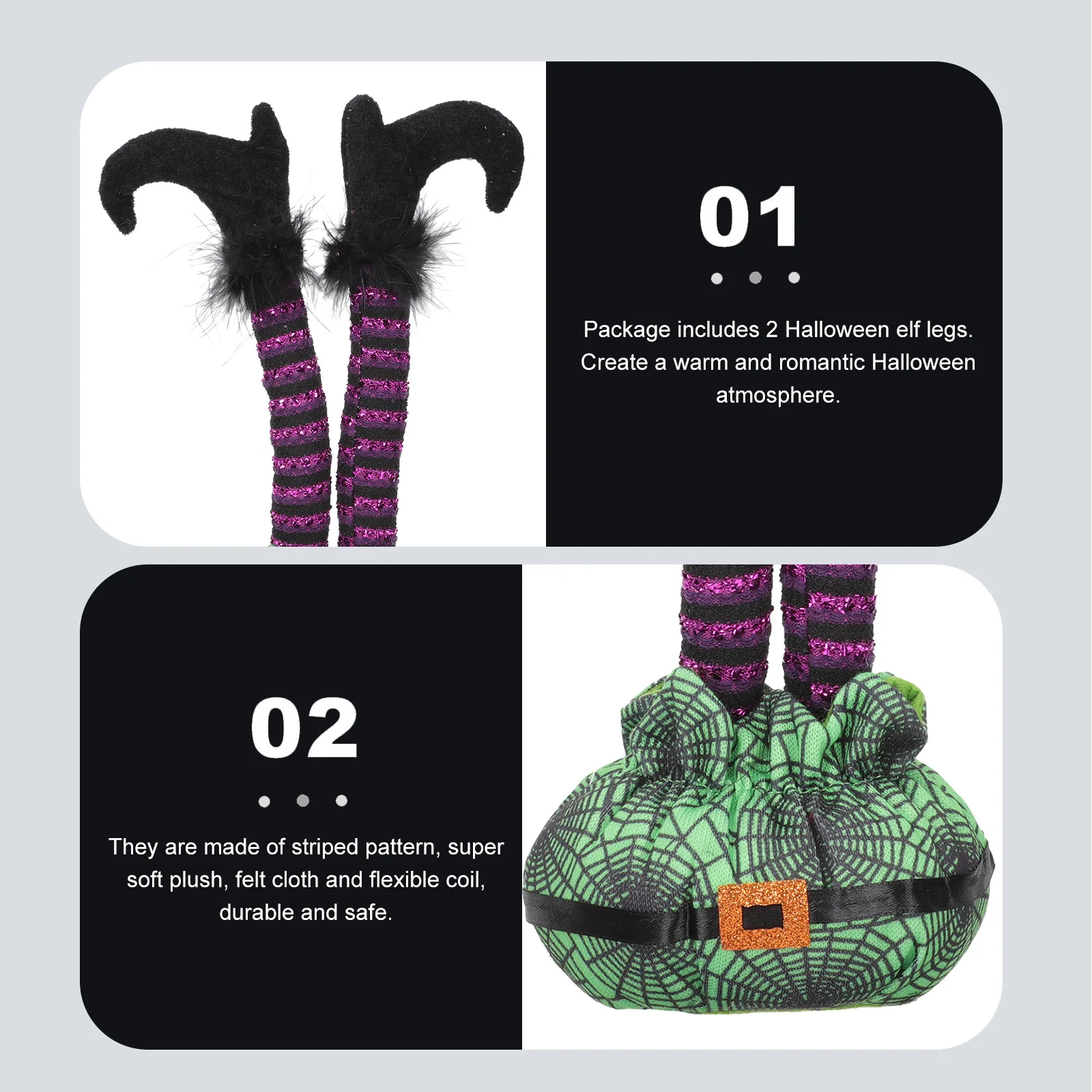 

1pcs Halloween Legs Decoration Striped Leg Prop For Indoor Outdoor Use Bendable Wire Included Decorative Ornament For Home Party