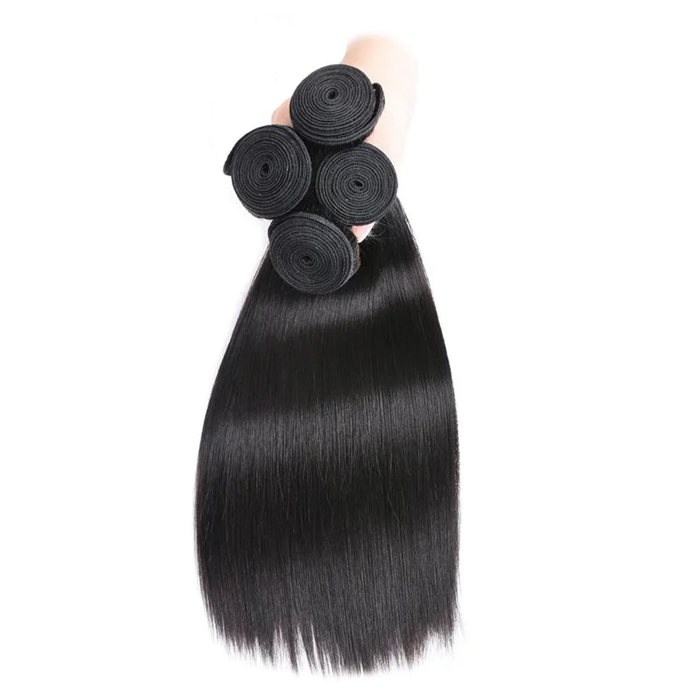 Natural Brazilian Virgin Human Hair Bundles 40 42 Inch Long Straight Style 1 3 4 Pieces Hair Extensions Double Weft Wet And Wavy Durable Hair Weave