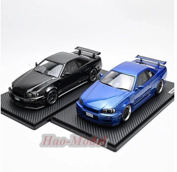 IG 1/18 For Nissan TRUST GReddy 34RX HKS BNR34 Resin Car Model Diecast Simulation Toys Birthday Gifts Hobby Display Collection