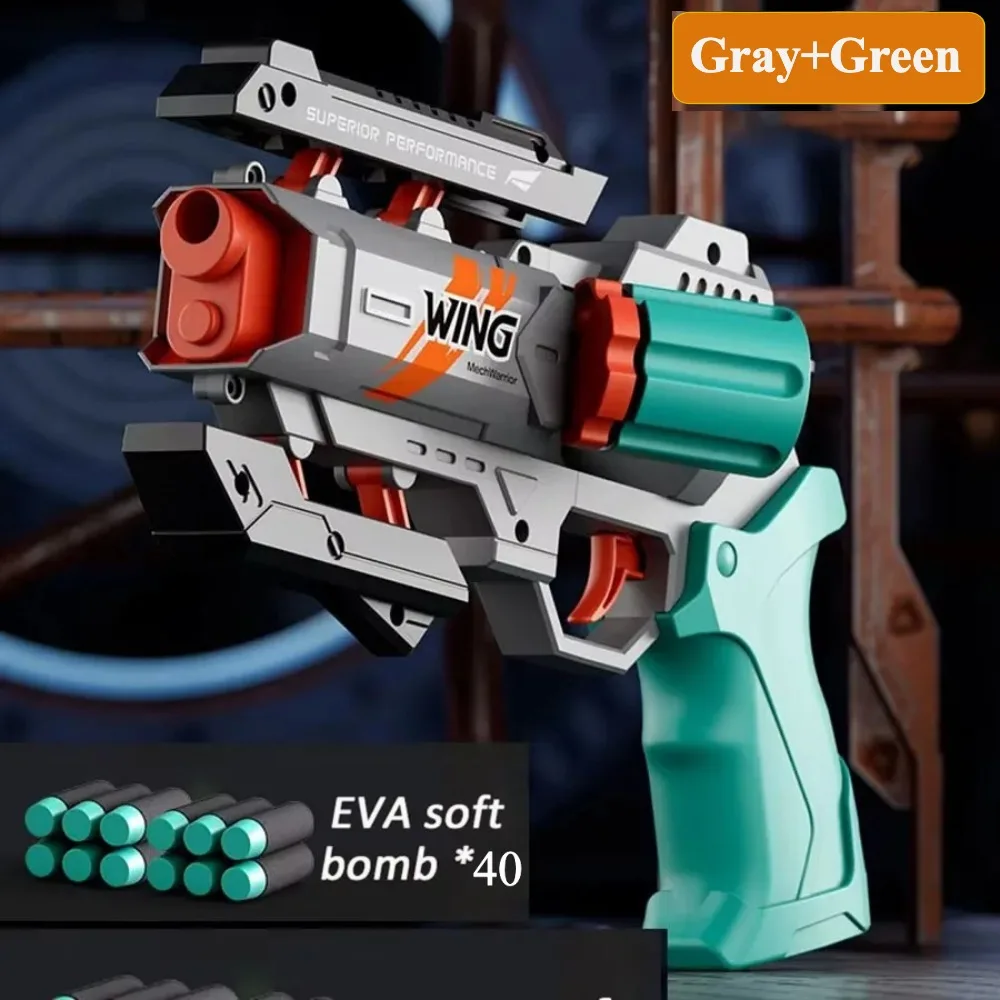 Children Safe EVA Soft Bullets Revolver Gun Toy Manually Loaded Outdoor Sports Shooting Game Christmas Gift for Kids