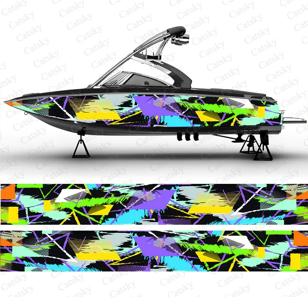 abstract irregular geometric figures Boat Stickers Vinyl Boat Wrap for Pontoonman Console Deck Boat Fishing Platform Decal