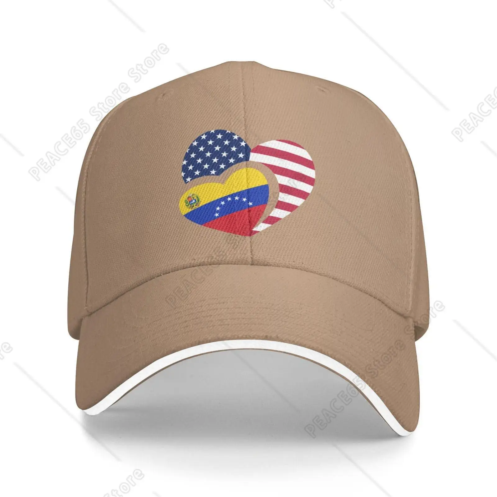 

America Venezuela Flag Heart Baseball Cap Dad Hat Adjustable Size Men and Women Trucker Dad Gift Husband Brother Hats