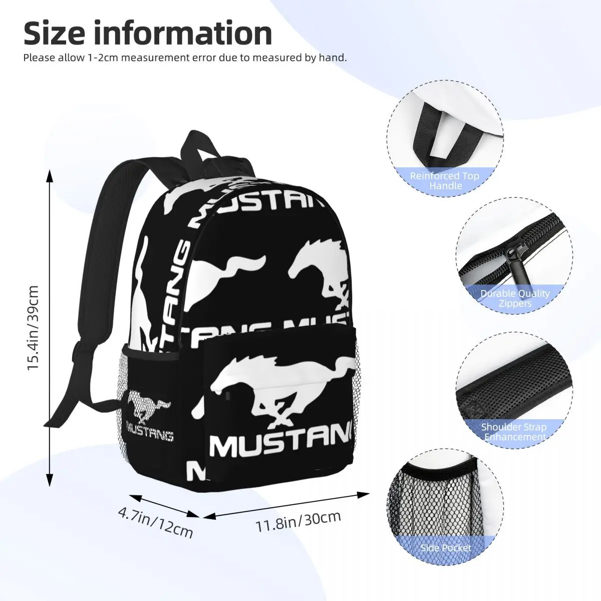 Mustang Logo Rugzak Middelbare School Student Boekentas