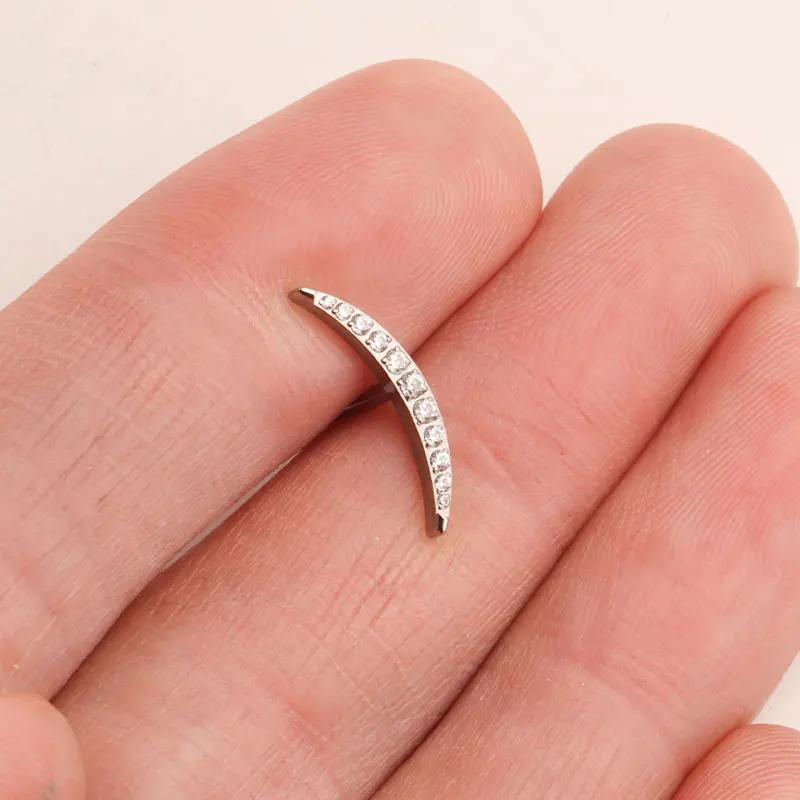 ASTM F136 Titanium Labret Helix Piercing 16/18G Internal Thread Curved Lugs Flat Tragus Conch Piercing G23 Titanium Body Jewelry