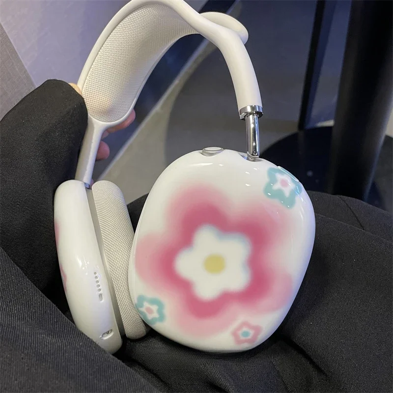 Cute Dyeing Flowers Airpods Max Headphones Case Cover Customized Airpods Cases Cute Headphones Pink Accessories Decoration