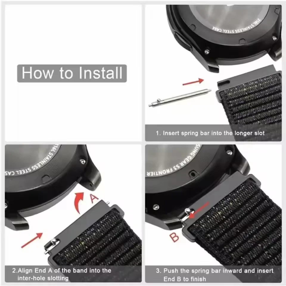 20 مللي متر 22 مللي متر حزام النايلون ل Garmin Approach S50 Forerunner 970 570 965 265 165 55 سوار Garmin Active 6/5 Vivoactive 6/5/4 Band