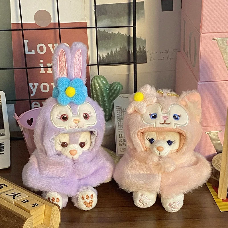 2025 ديزني ستار ديلو أرنب قلادة دمية فستان 10 سنتيمتر فستان لينا بيل قلادة يرتدي كيب لرأس تمثال الدمية الصغيرة