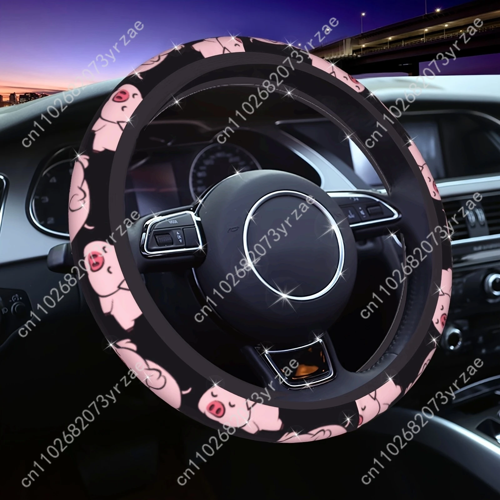 

Adorable Pig Piglet Car Steering Wheels Cover Universal Type Environmental Friendly Comfortablenon-slip Steering Wheel Wrap