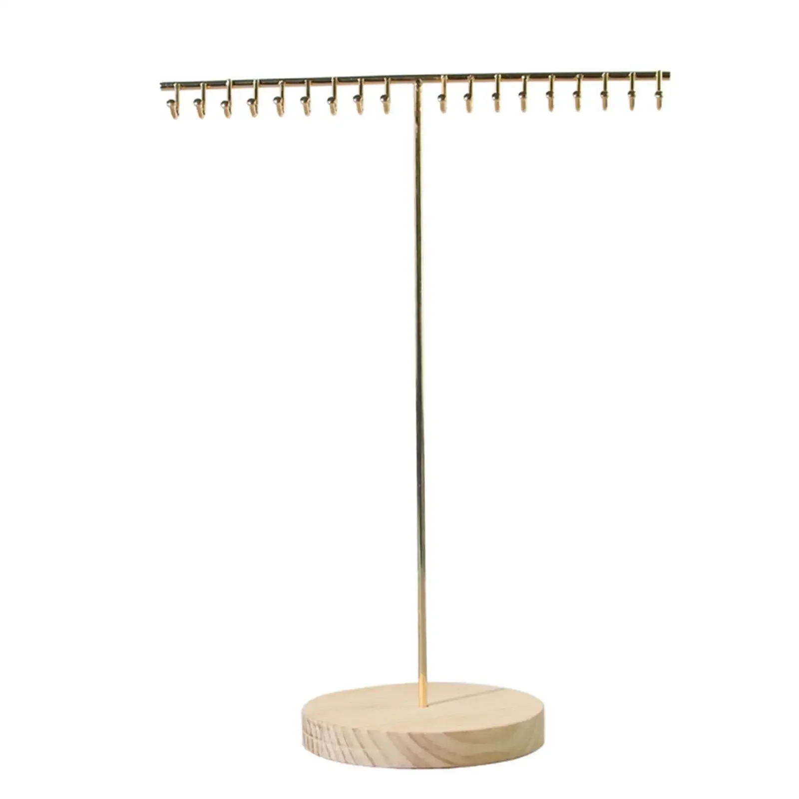 T-shaped Bracelet  Earrings Necklace Watch Jewelry Organizer Holder Stand with Wood Base Modern Metal Storage Rack Hanger
