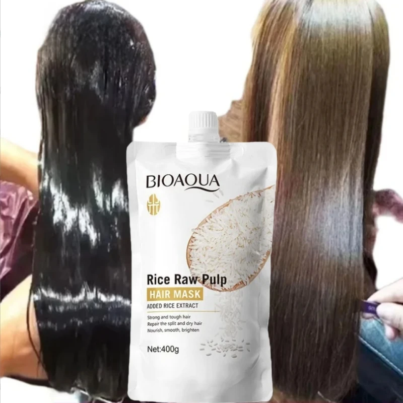 Rice Puree Hair Mask, Penetrates the Hair Core, Replenishes Hair Nutrients, Repairs Damaged Cuticles, Improves Dry, Split Ends, Frizzy Hair, and Other Damaged Hair Types Deeply Nourishes and Cares for Your Hair.