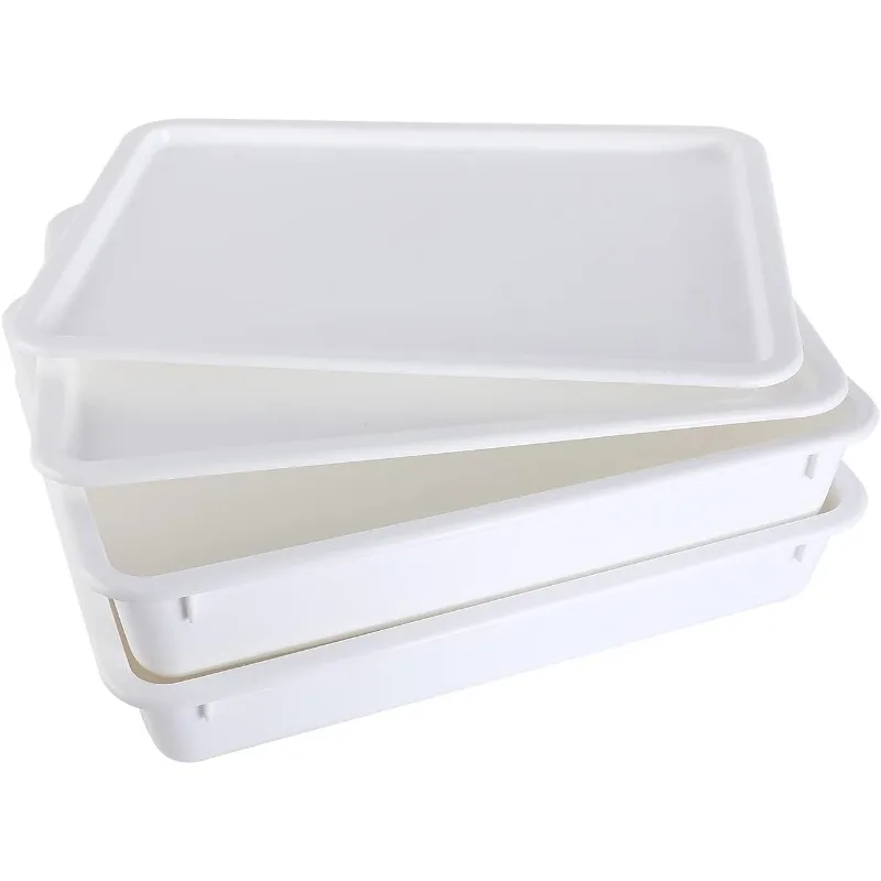 Pizza Dough Proofing Box - Stackable Commercial Quality Trays with Covers (17.25 x 13 Inches) - 2 Trays and 2 Covers