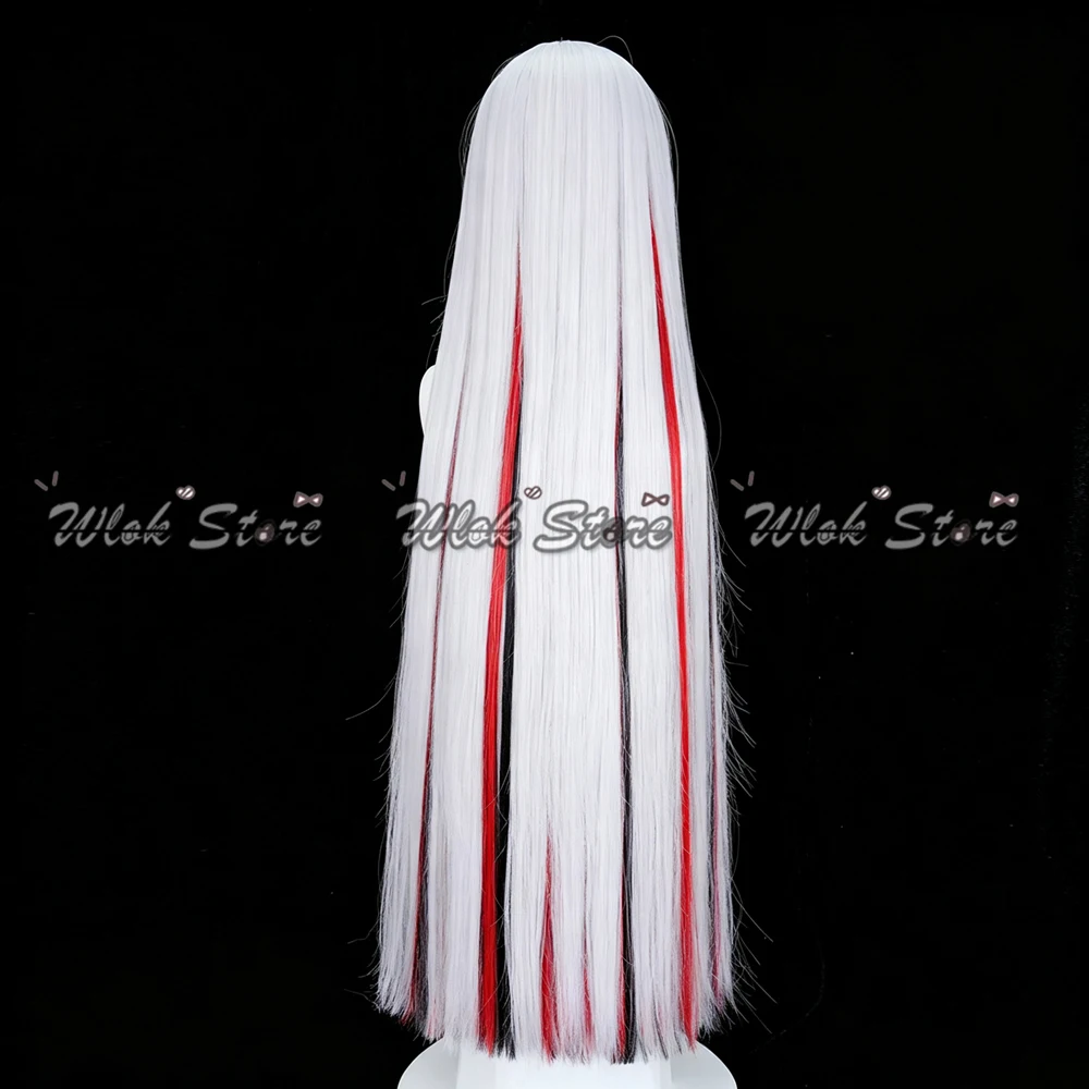Honkai Star Rail Nihilux Elation Cosplay Wig White with Red Black Highlights Long Straight Hair For Women Halloween Party Props view 4