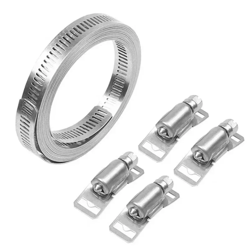 304 Stainless Steel Self-Made American-Style Throat Band Bridge Frame Tie 12.6mm Full-Tooth Tube Clamps Steel Band Binding Strap