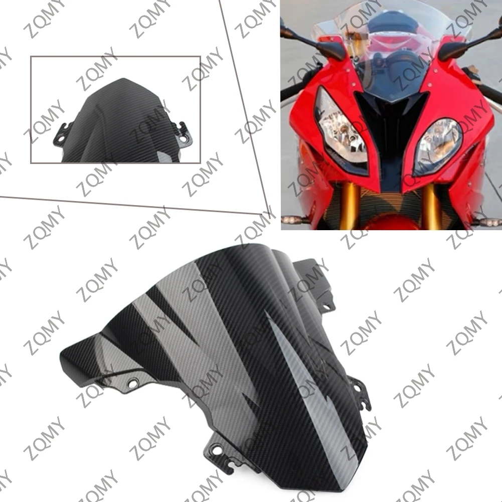 New Black Carbon Fiber ABS Motorcycle Windshield Double Bubble Wind Shield Windscreen for BMW S1000RR 2015 2016 2017 2018