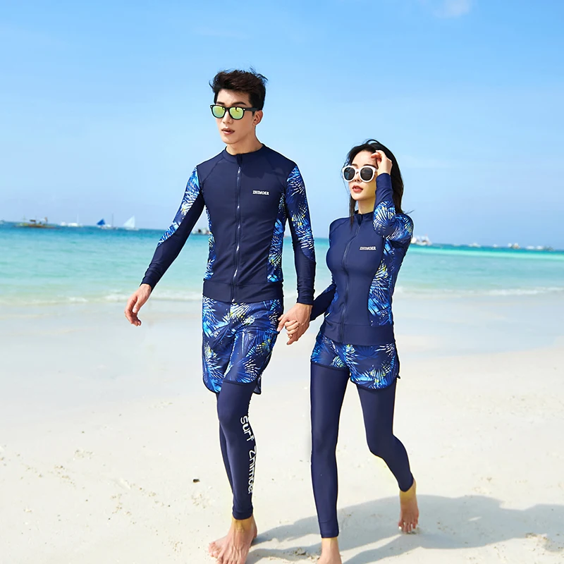 2022 Long sleeve swimsuit rashguard Sun Protection Surfing Diving Suit Skinny Slim Quick Dry Women Beach Wear couple swimsuits