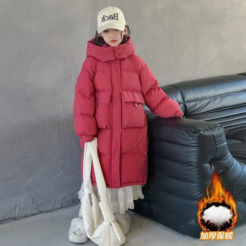 Girls Down Coat Overcoat Jacket Windbreak 2024 Lovely Plus Thicken Winter Autumn Teenagers Warm Christmas Gift Children's Clothi