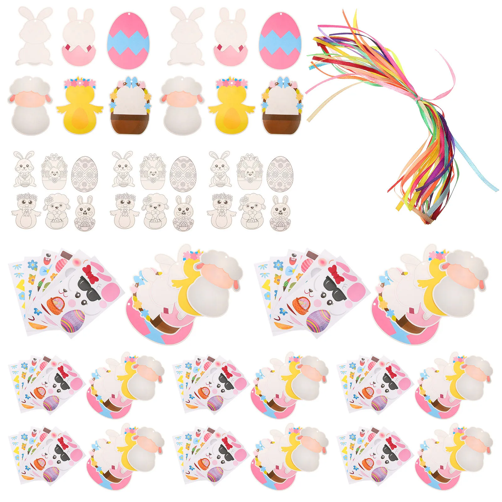 

1Set DIY Easter Cards Pendant Sticker for Children Creative Hand-on Activities Gift Easter Cards Craft Kit