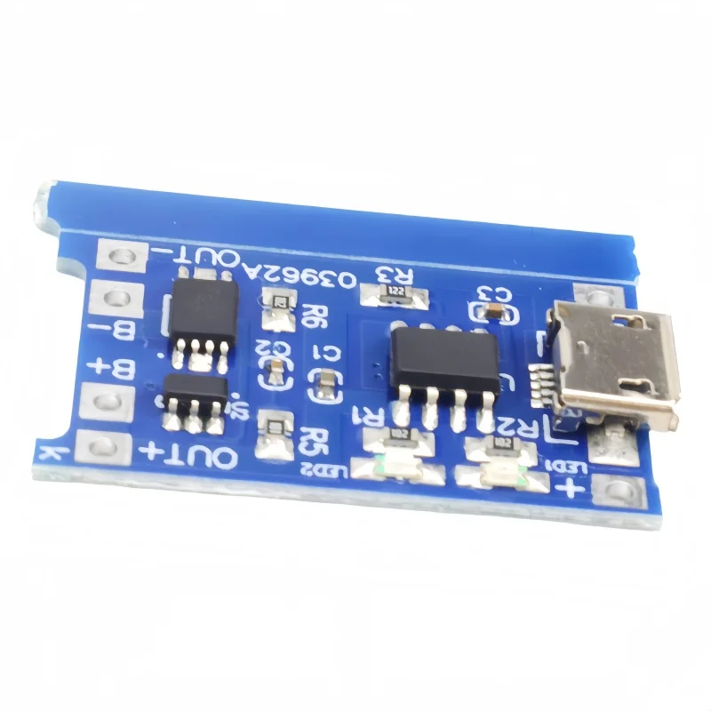 แผงวงจรชาร์จแบตเตอรี่ลิเธียม 18650 10 ชิ้น 5V 1A รุ่น TP4056 พร้อมพอร์ตชาร์จ Micro USB Type C และระบบป้องกัน