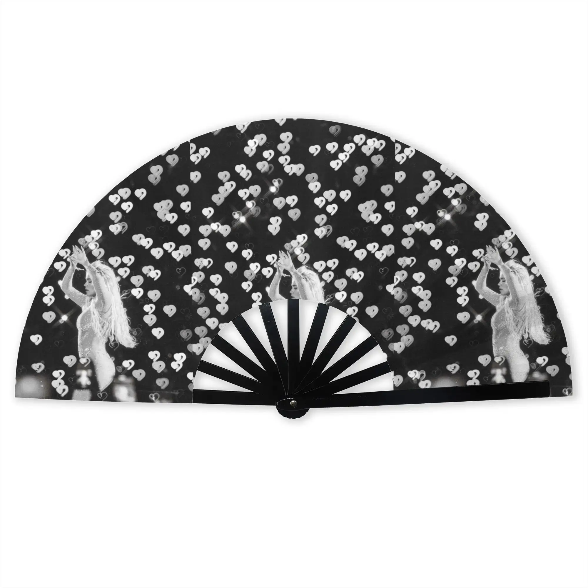 Singer Karol G Stylish Hand Fan Women  Printed Polyester Fan Aesthetic Costume Prop Folding Fans For Dancing Gift