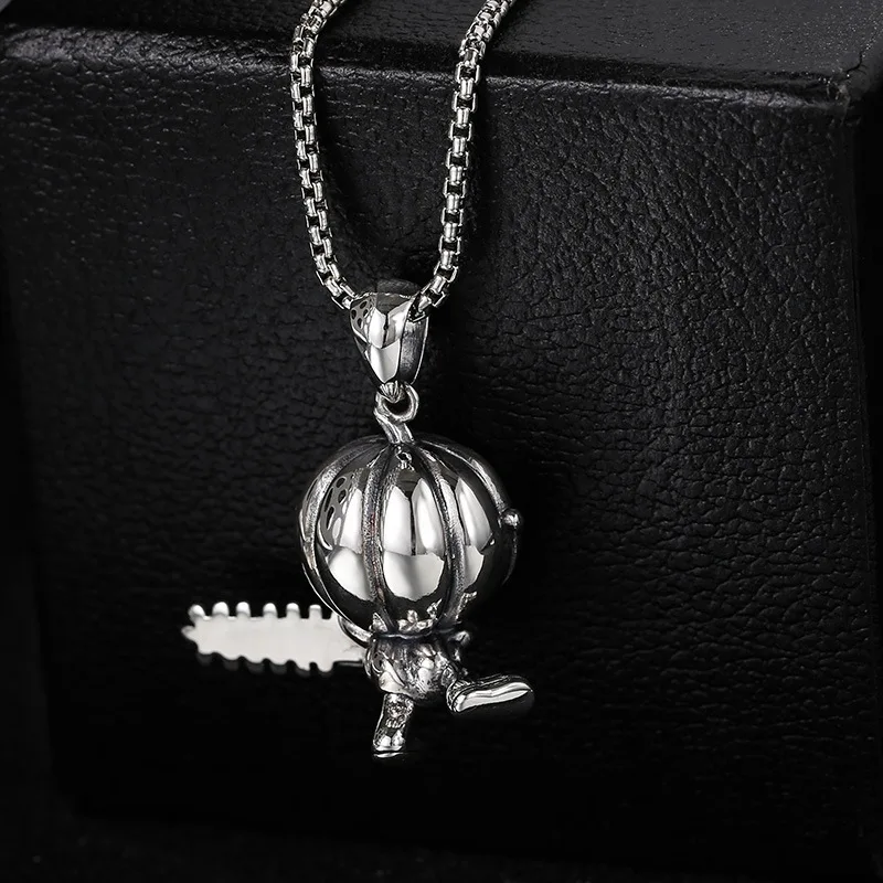 

sterling silver ornament fashion personal Korean style Thai Silver Clown chainsaw trendy men and women pendant fashion