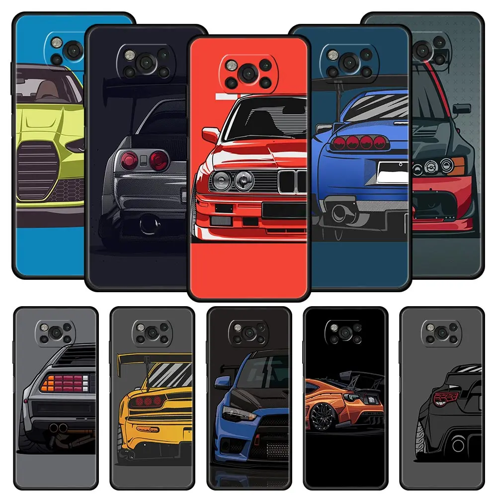 

Phone Case for Xiaomi Poco F7 F6 F5 F4 F3 X7 X6 X5 X4 X3 NFC M4 C51 C55 GT 5G Soft TPU Cover Capas JDM Tokyo Drift Sports Car