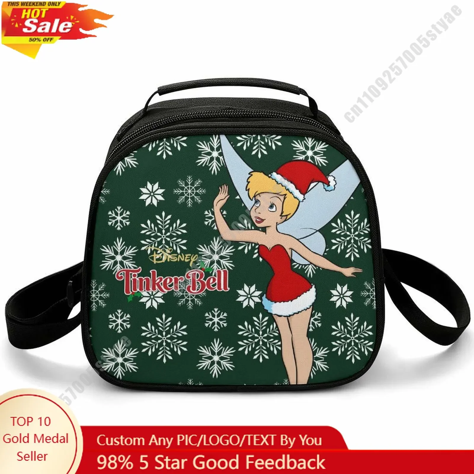 

Tinker Bell Lunch Bag Disney Animal Patterns Bento Bag Customizable Name Photo Logo Lunchbox Essential Picnic Bag