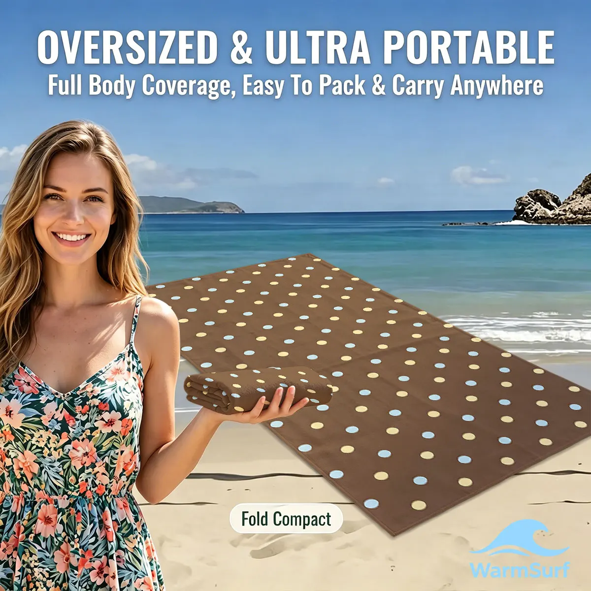 

brown polka dot Quick Drying Beach Towels Ultra Lightweight Fast-drying Super Absorbent It is a must-have item for summer