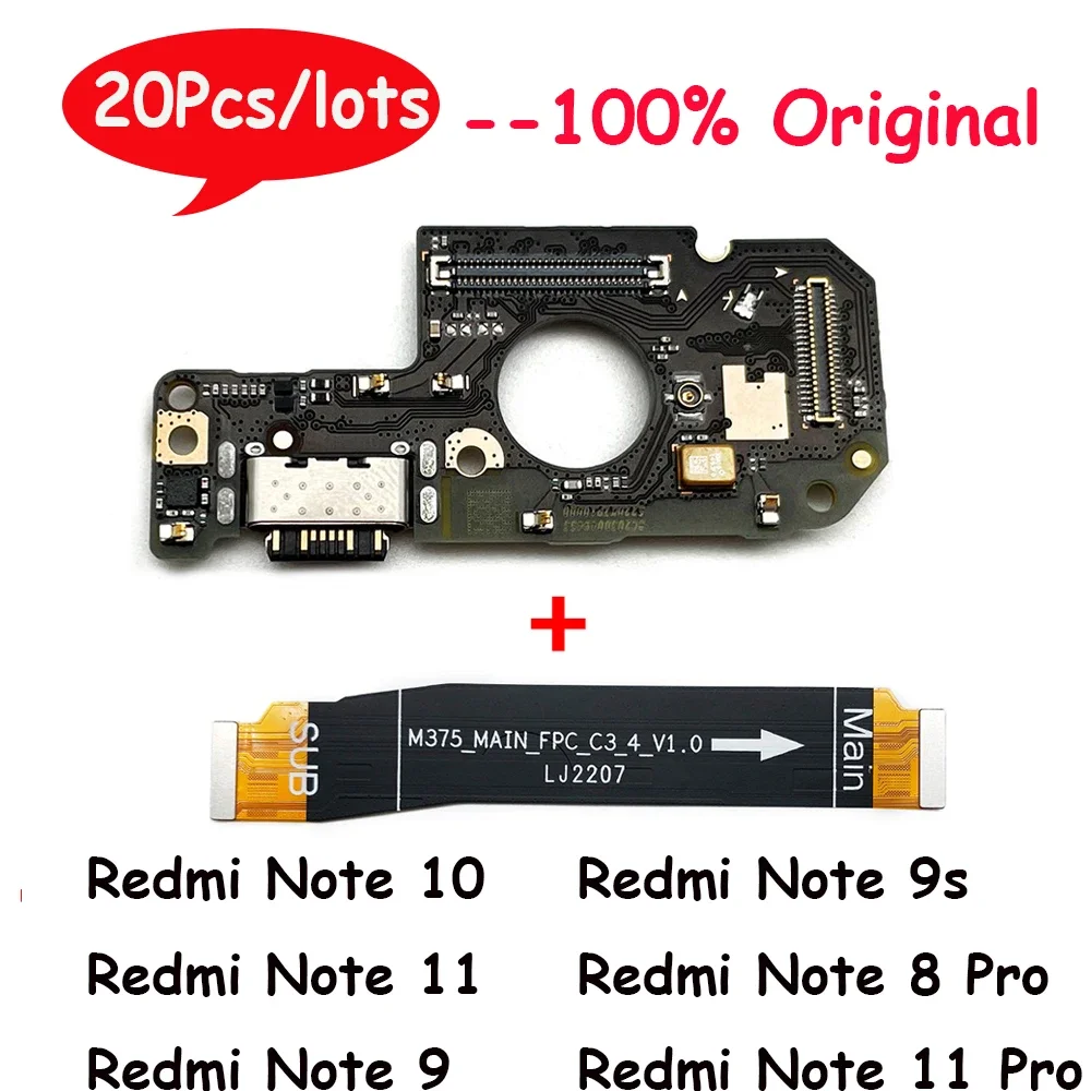 

20Pcs Original For Xiaomi Redmi Note 8 8T 9S 9 10 10s 11 Pro 5G USB Charging Port Microphone Dock Connector Board Flex Cable