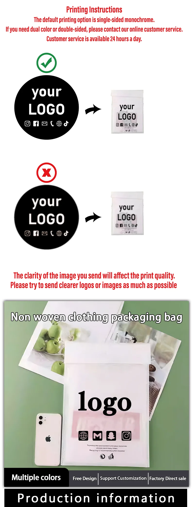 50 Stück Vliesstoff-Kleidungs-Druckknopf-Verpackungsbeutel Transparente Umweltfreundliche Beutel für Kleidung Unterstützt Individuelles Logo – Detail 1