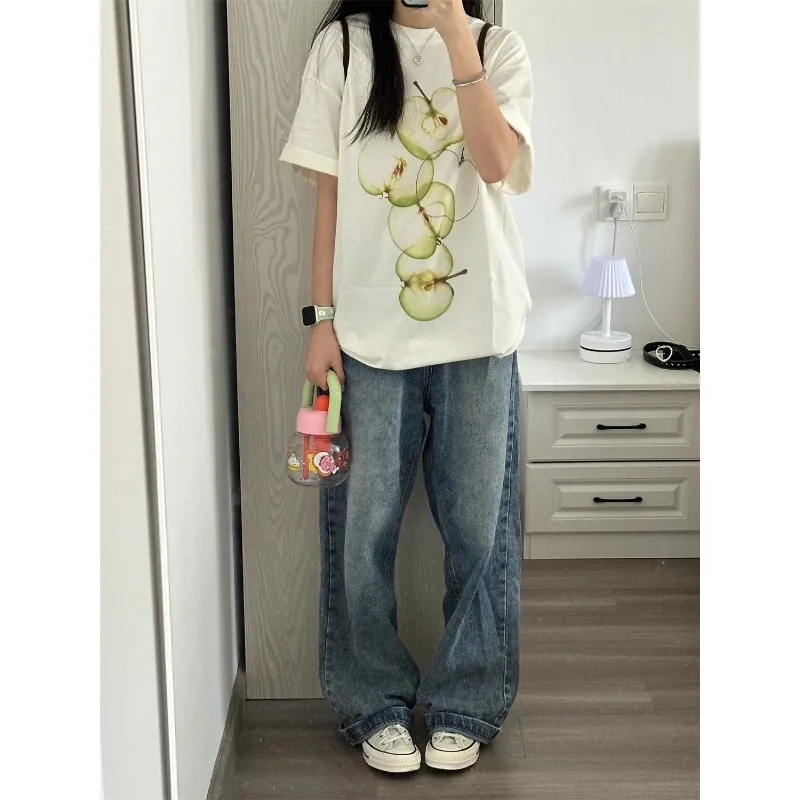 Damenbekleidung, Hemden für Damen, 20205, neuer schicker Druck, lockere T-Shirts, Damen-Baumwolle, O-Ausschnitt