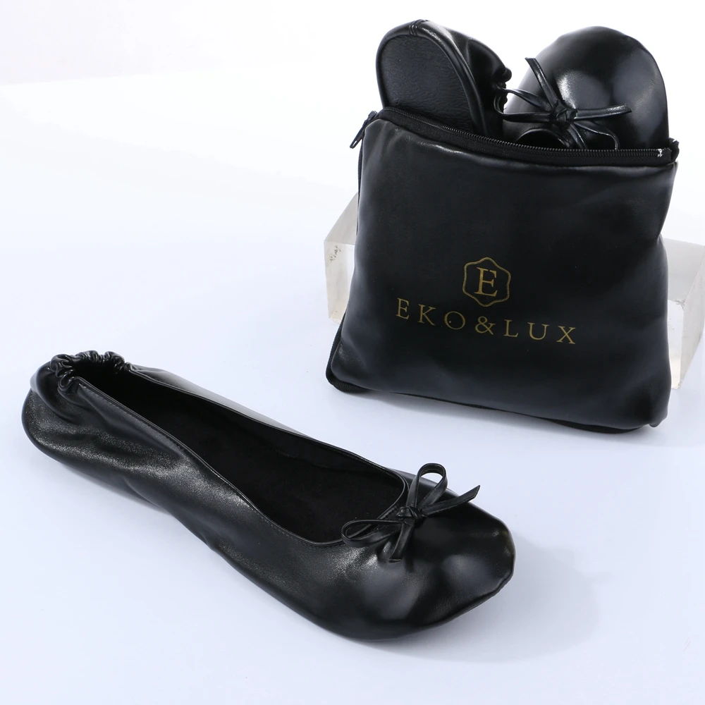 Women's Foldable Portable Travel Ballet Flat Slippers Office or After Party Flat Shoes Sparkling Foldable Ballet Shoes With Bag