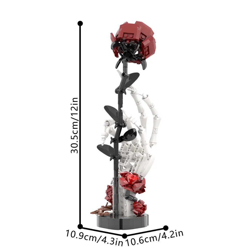 2026 Nieuwe MOC Schedel Rozen Bouquet Steentjes Model Gotische Kraai Schedel Bloemen Decoratie Bouwstenen Gotisch Kruis Assemblage Speelgoed Cadeau