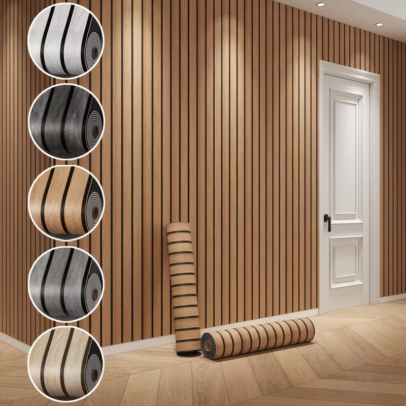 Self-Adhesive Wallpaper for Wall Renovation Faux Wood Grain PVC Wall Stickers for Bedroom Bathroom Home Decorative Wall Covering