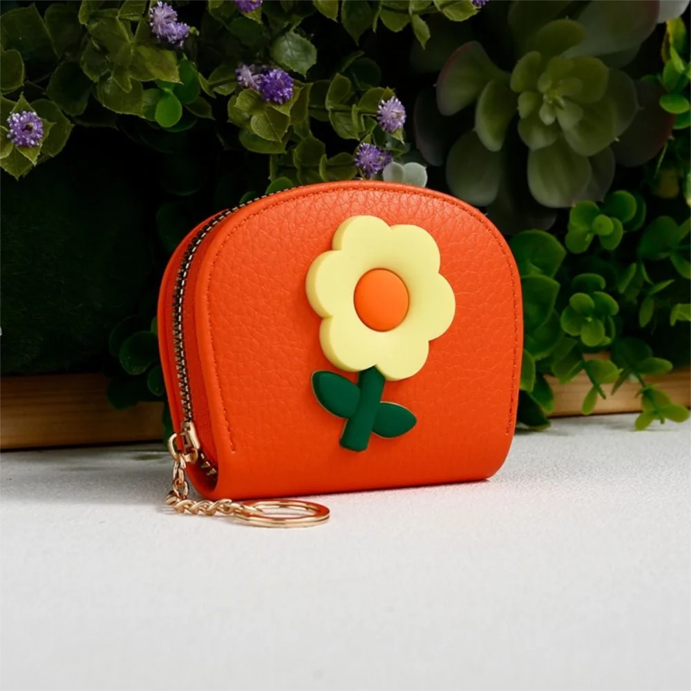 11 فتحة حامل بطاقة الجهاز الصغير تصميم زهرة مع سلسلة المفاتيح الكرتون زهرة حافظة للبطاقات المدمجة متعددة الأغراض متعددة الفتحات تغيير المحفظة