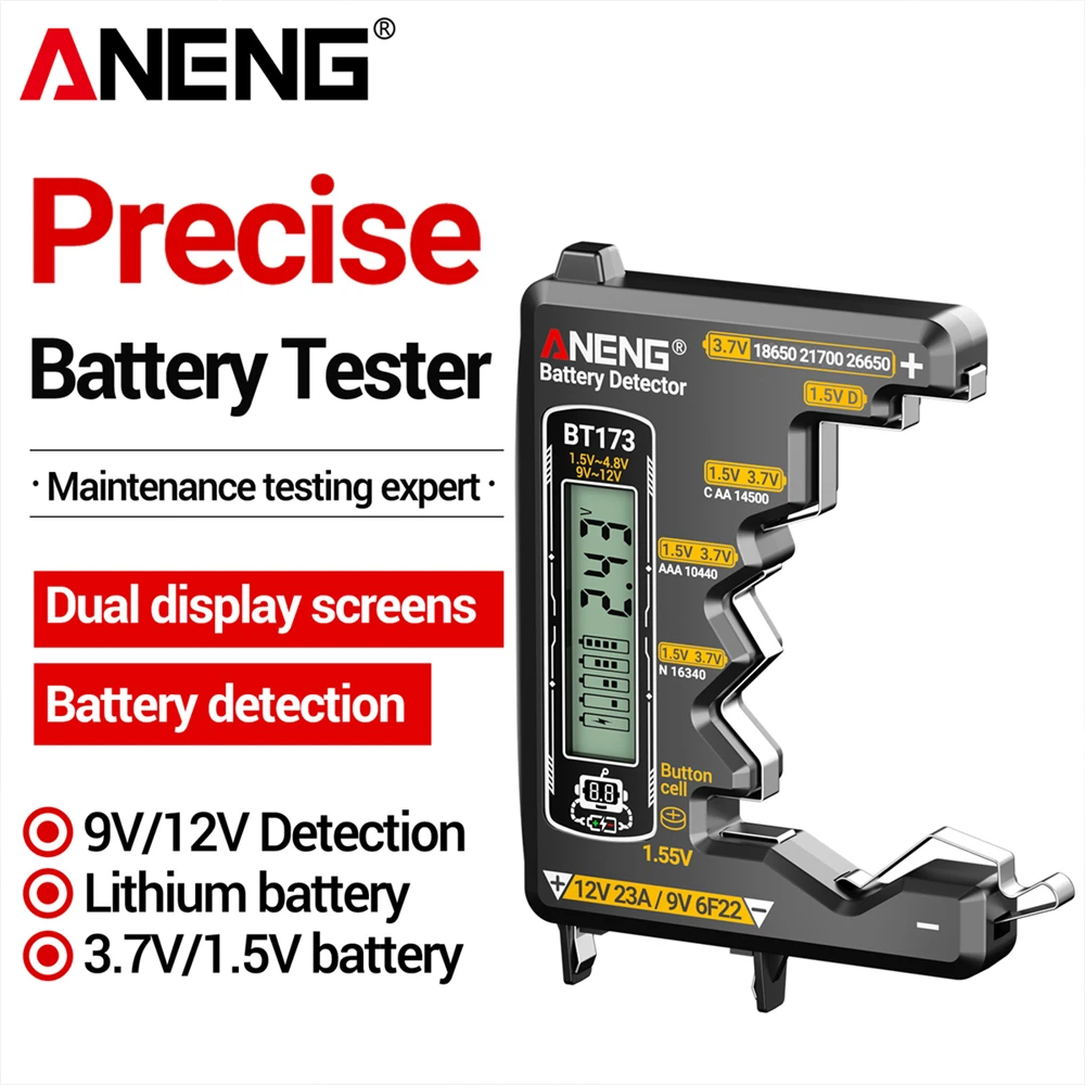 Universeller Batterietester ANENG BT173 Digital C D AA AAA N 9V Knopfzellen Tragbarer Hochpräziser Batteriedetektor Testwerkzeuge