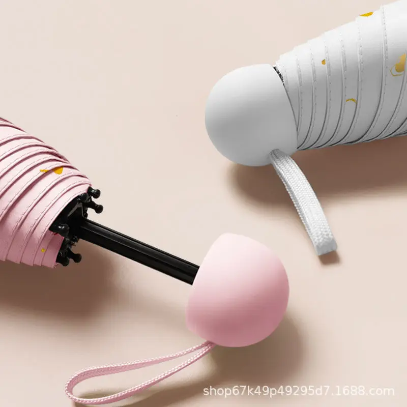 UV耐性のある5つ折り傘、女性用両用カプセル傘