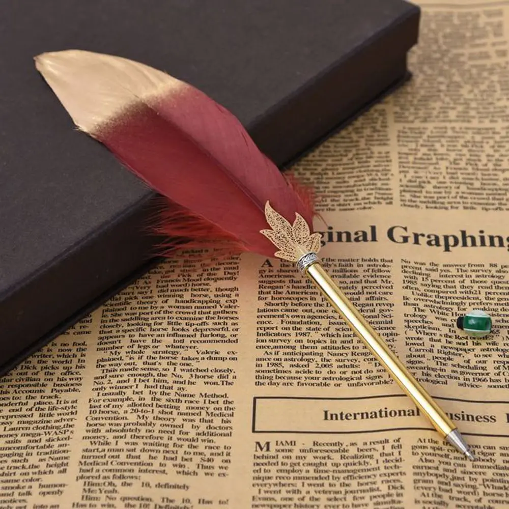 Business Creative Gift Student Stationery Feather Ballpoint Ballpoint Pen Feather Decor Writing Pen 0.5mm