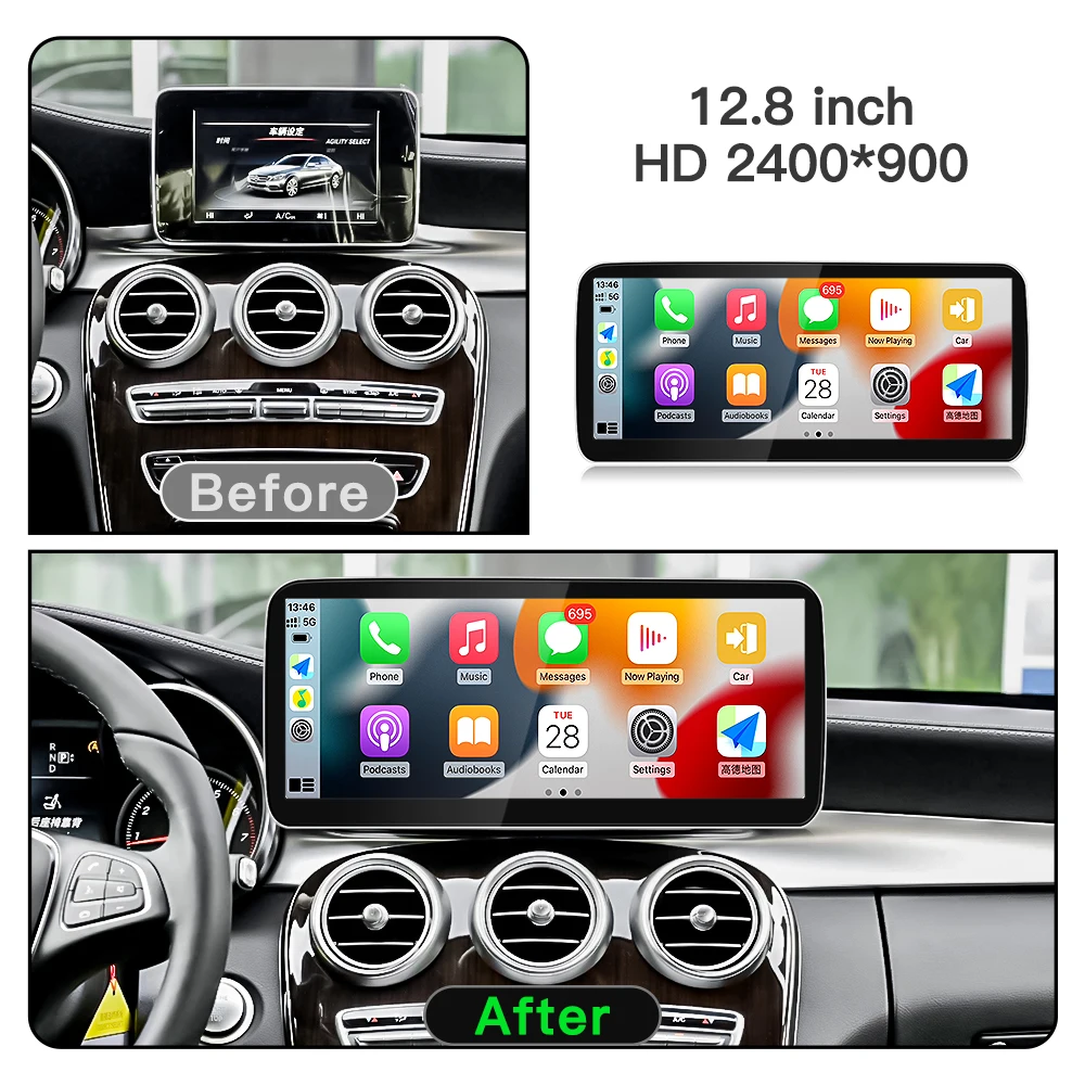 STWEI 2026 New Linux System For Mercedes Benz C Class W205 GLC X253 10.25in 12.8 inch Thin Screen CarPlay Auto Car Video Players